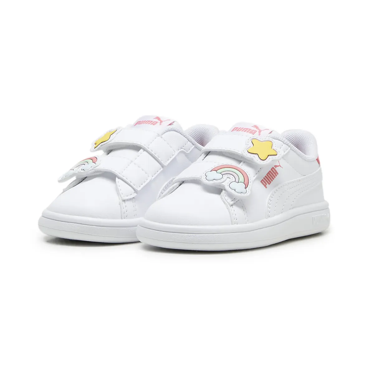 

Кроссовки PUMA "SMASH 3.0 BADGES V INF", детские, цвет Puma White-Passionfruit