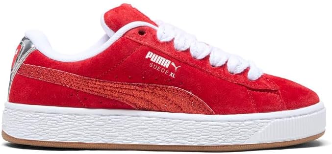 

Детские кроссовки Puma Unisex-Child Suede XL (для детей постарше), белый/красный/серебряный