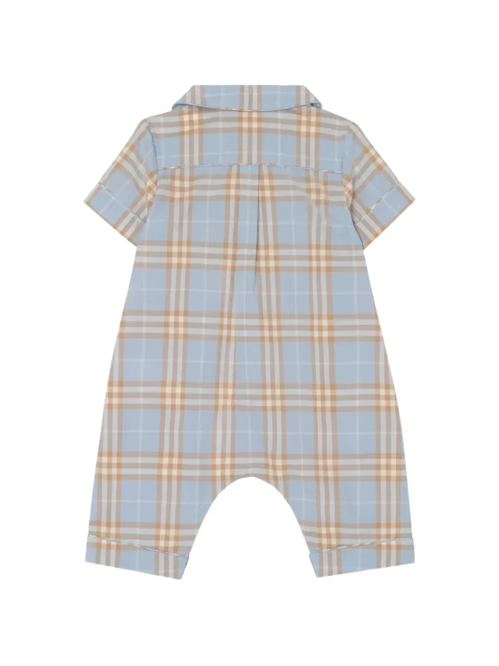 Хлопковый комбинезон в клетку Burberry Kids, синий — фото 2