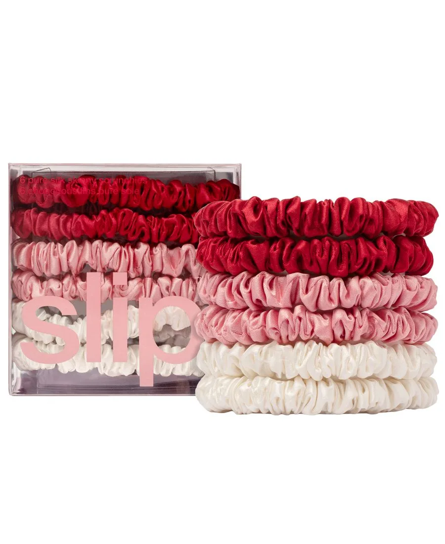 Slip Набор из 6 узких резинок для волос Sweeties из чистого шелка