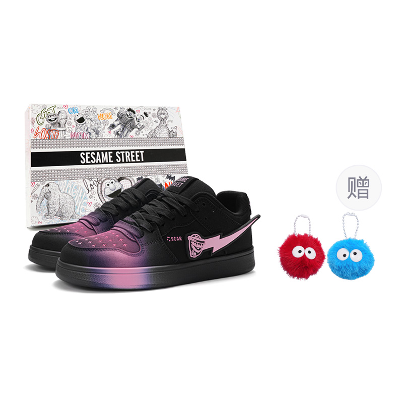 

SESAME STREET Высокие устойчивые к истиранию легкие противоскользящие скейтерские кроссовки унисекс черно-розовые с подвеской, цвет Black Pink (Includes 1 Random Pendant)
