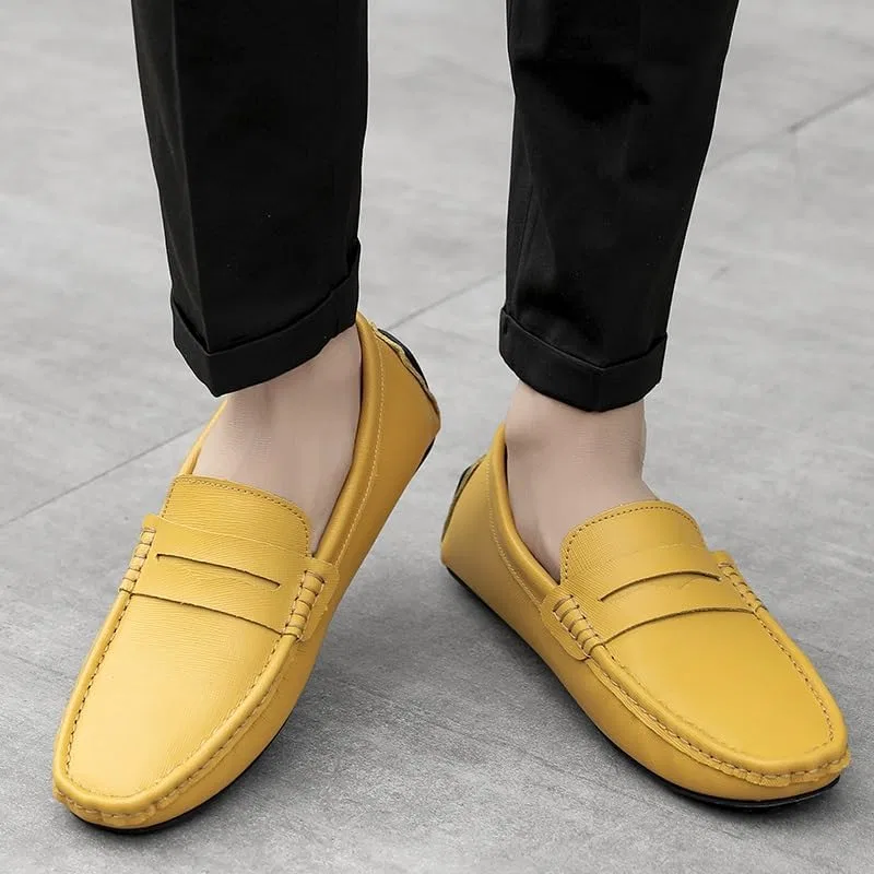 Лоферы мужские, кожаные, Penny Driving Loafer, желтый SayfuR — фото 4