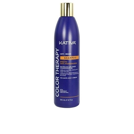 

Kativa Color Therapy Anti-Brass Blue Матирующий шампунь с эффектом антиоранжевого цвета 355 мл Ши, кокоса и цитрусовых солей, сульфатов и парабенов для светло-русых или темно-русых волос