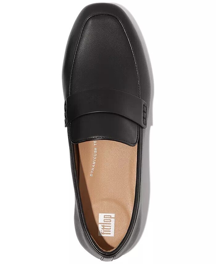 Женские лоферы из мягкой кожи Delicato на плоской подошве FitFlop, черный — фото 4