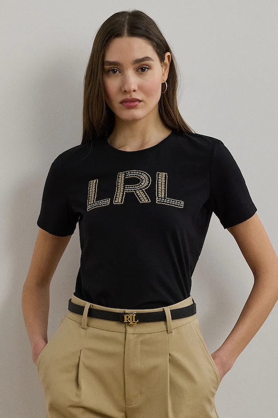 

Хлопковая футболка Lauren Ralph Lauren, черный