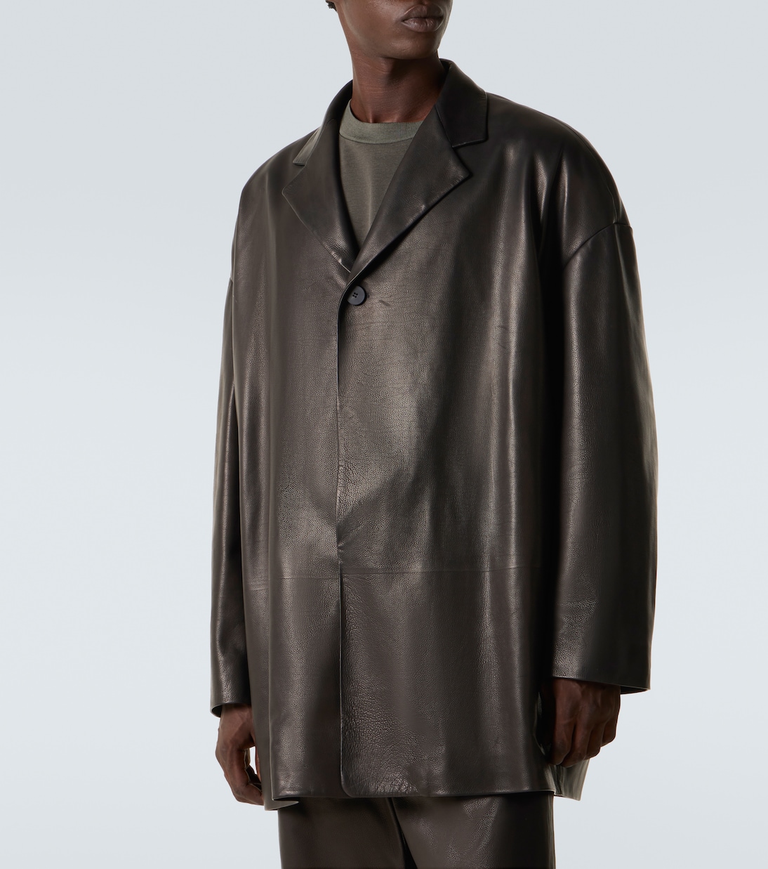 Кожаный блейзер свободного кроя Fear of God, черный — фото 3