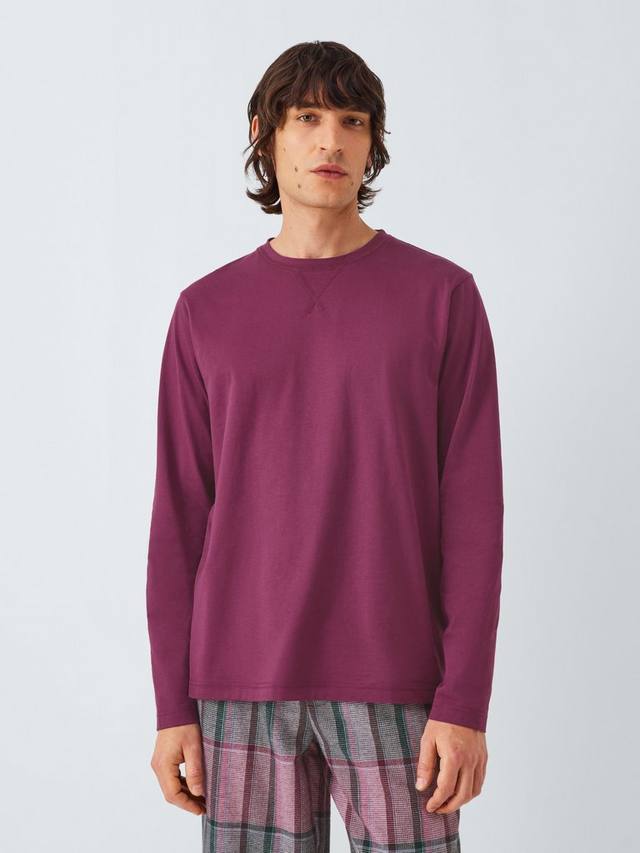 

Органический хлопок пижамный комплект в клетку и однотонный John Lewis, Red Berry