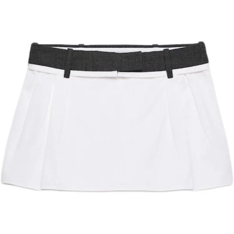 Мини-юбка из поплина с отделкой rush stitch PRADA, White