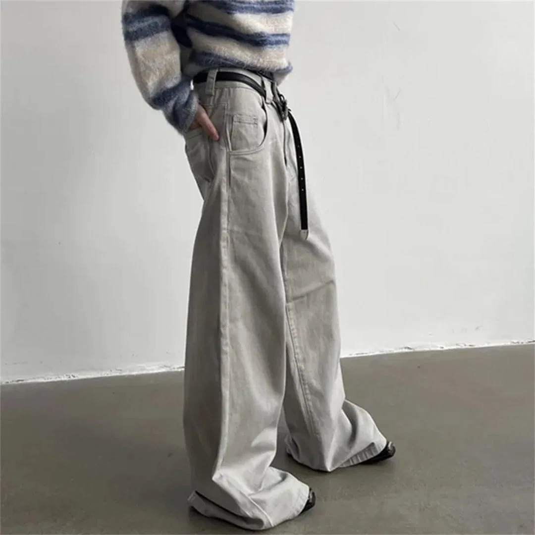 Джинсы свободные Men Casual Vintage, Серый — фото 3