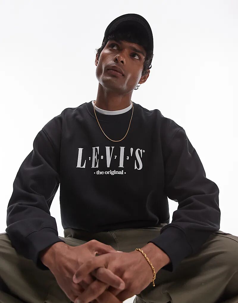

Толстовка Levi's свободного кроя с засечками на груди, черного цвета