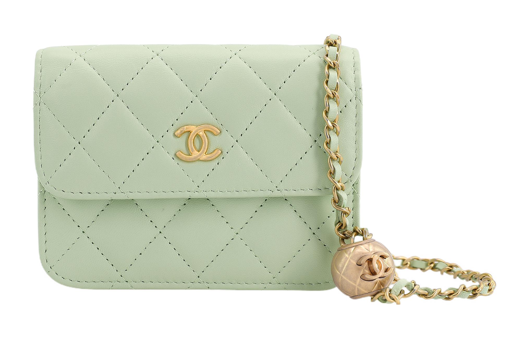 

CHANEL Кошелёк из овчины Поясная сумка Сумка через плечо Женская кроссбоди сумка Фруктово-зелёный