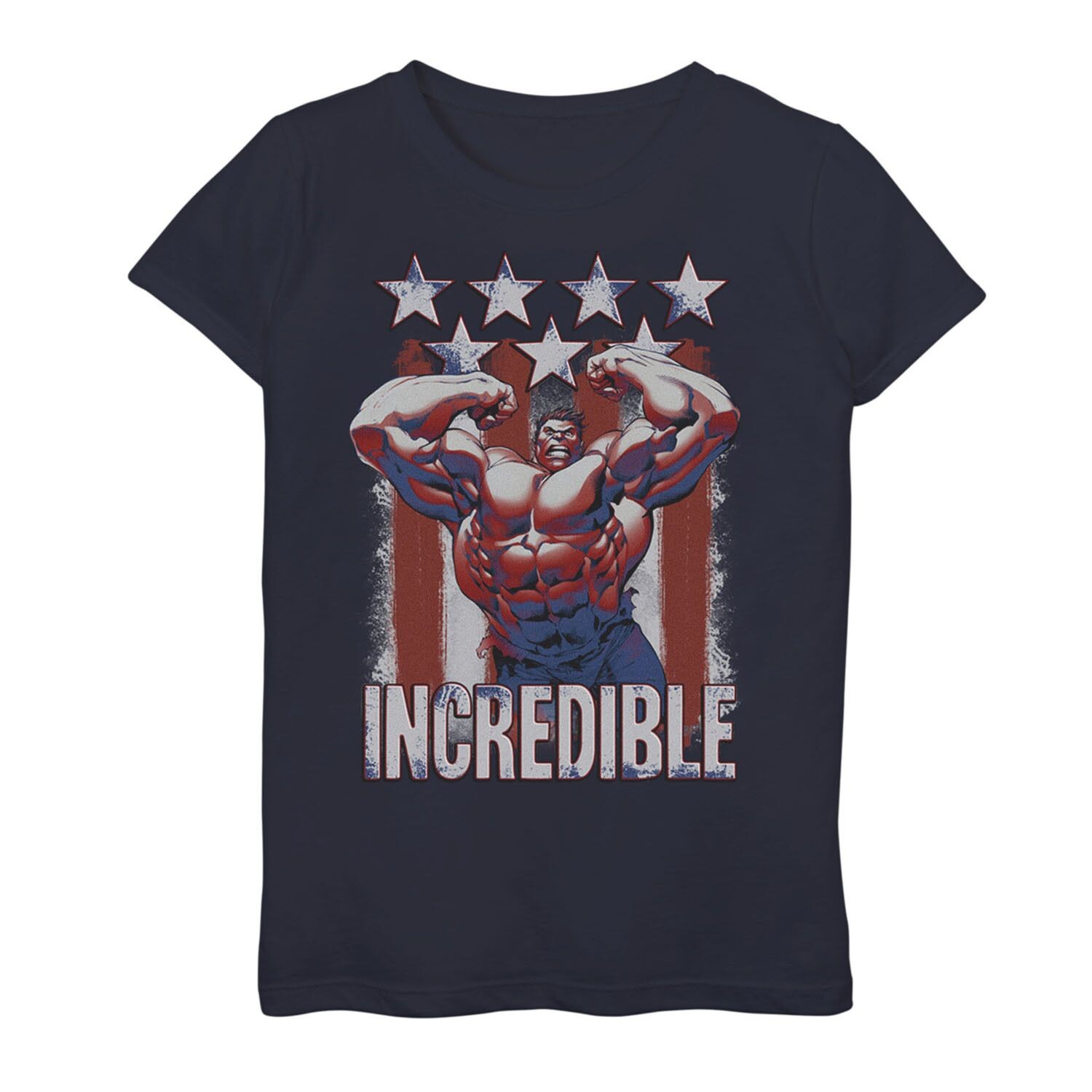 

Футболка с рисунком Marvel Hulk Incredible Stars and Stripes для девочек 7–16 лет Marvel