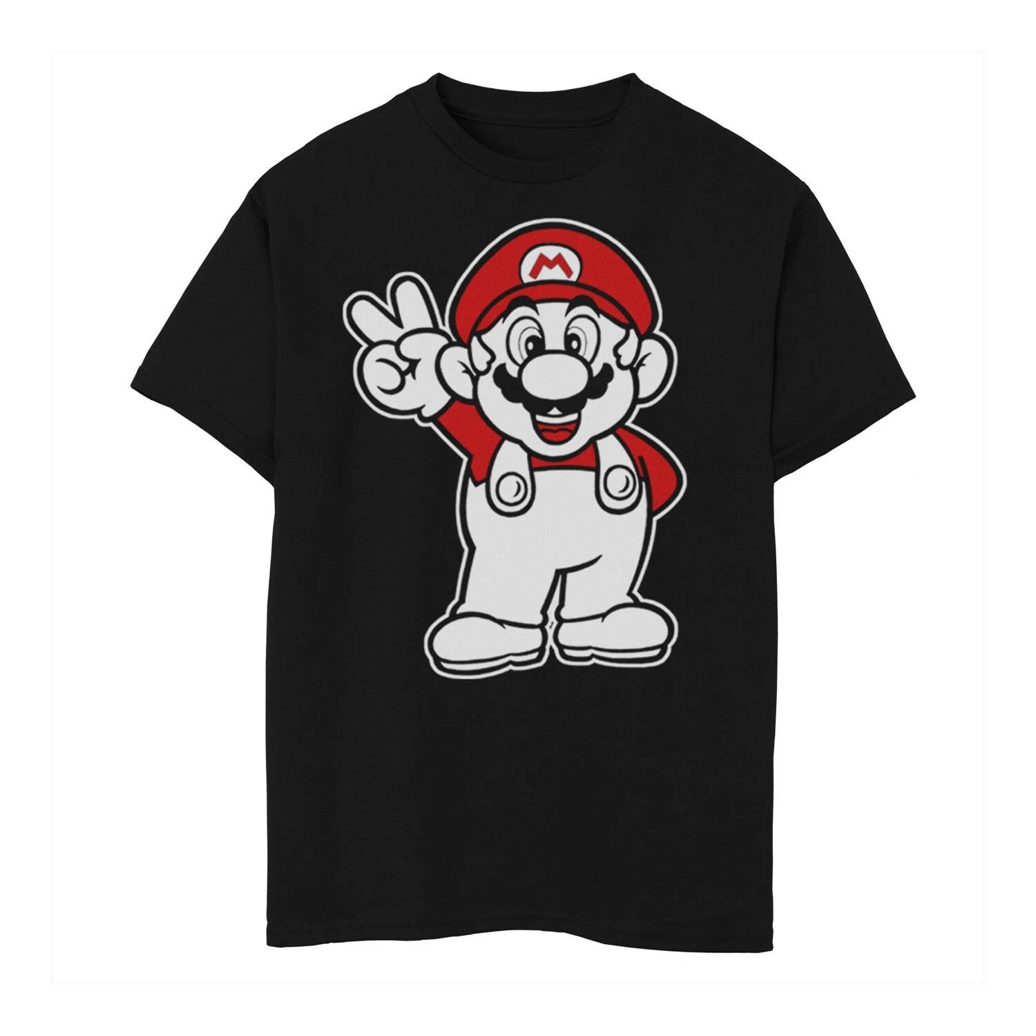 

Красно-белая футболка со знаком мира Nintendo Super Mario для мальчиков 8–20 лет Licensed Character, черный