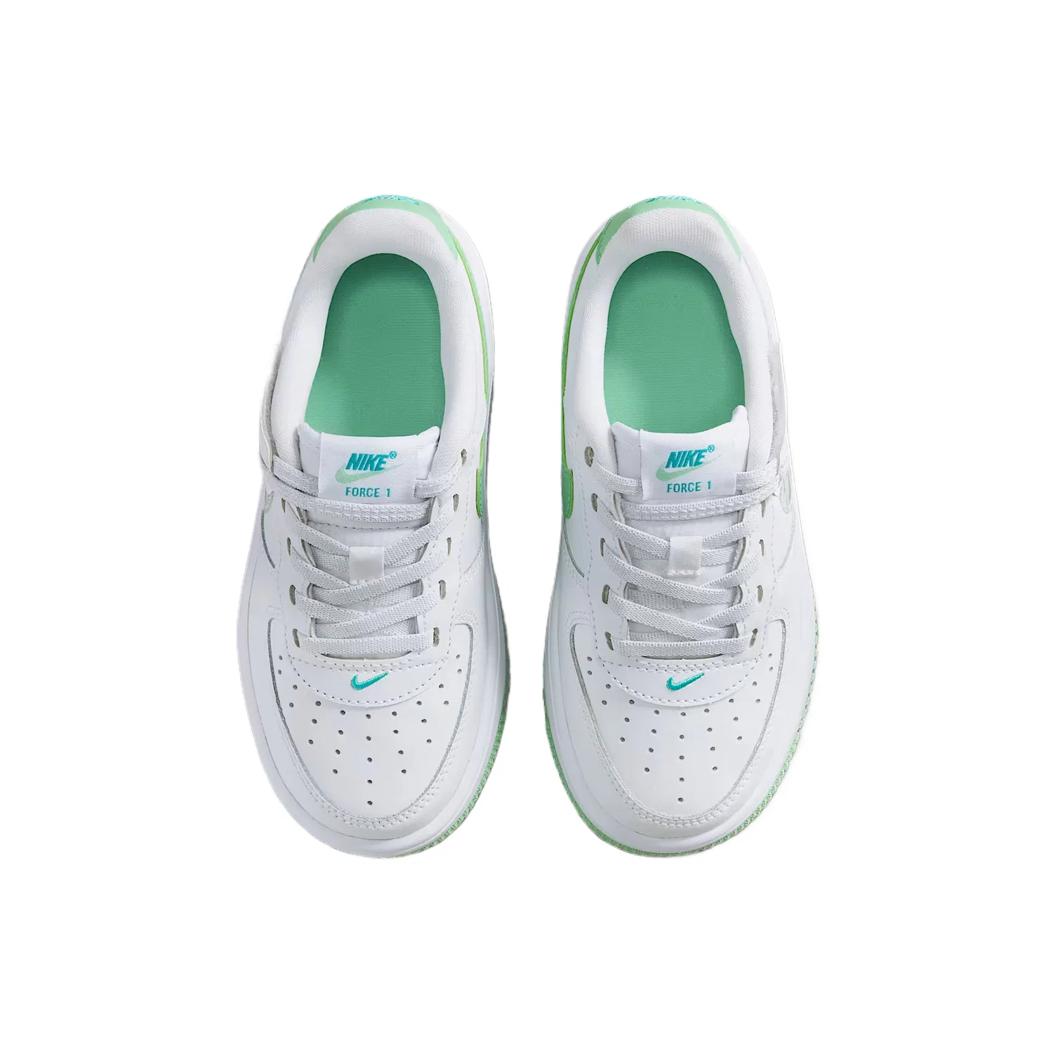 Кроссовки для скейтбординга Force 1 Low EasyOn из синтетической кожи и кожи, низкий верх, детские, для детей от 3 до 7 лет Nike, White/White/Glazed Green/White — фото 4
