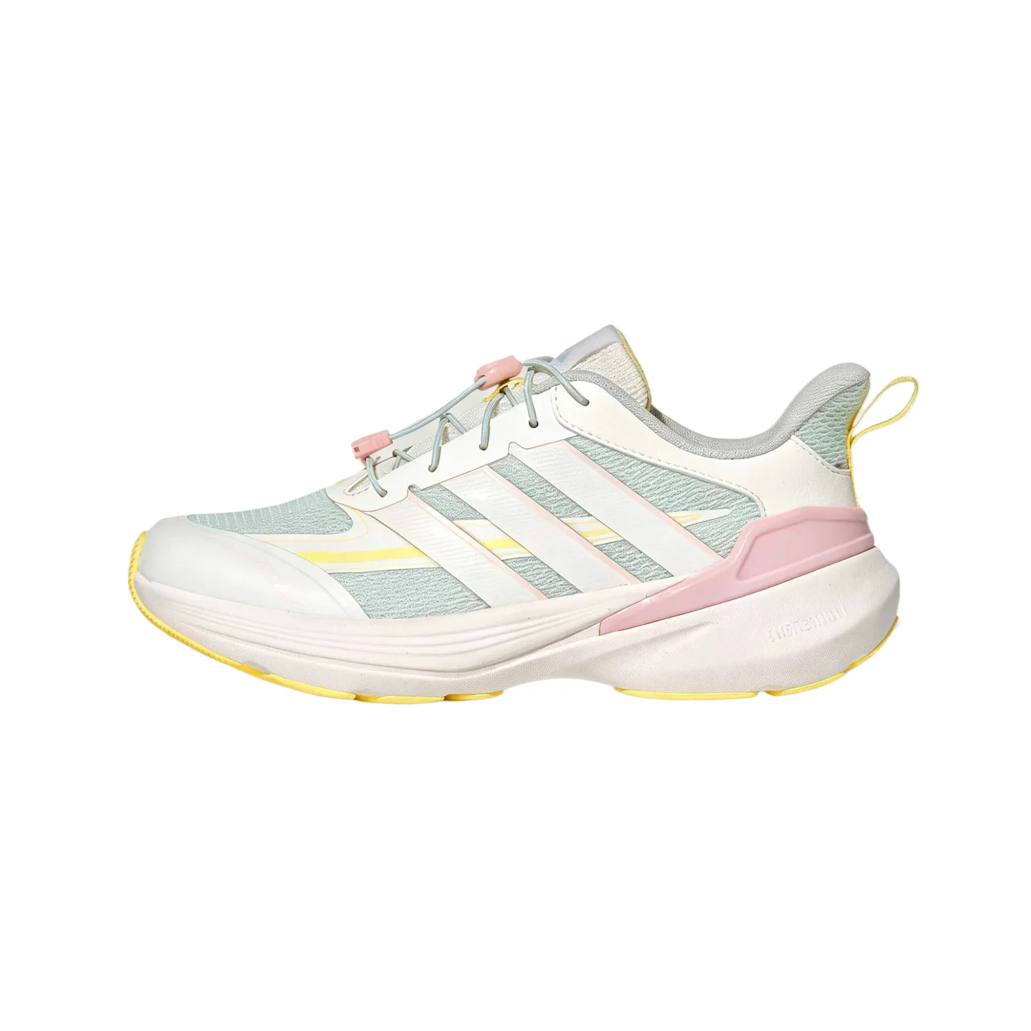 Детские кроссовки для бега с сетчатым верхом и амортизацией LIGHTDART Adidas, Bright White/Light Pink/Yellow