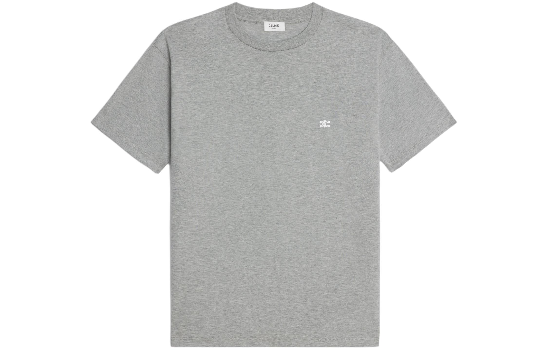 

Футболка Triomphe свободного кроя из хлопкового джерси CELINE, серо-белая