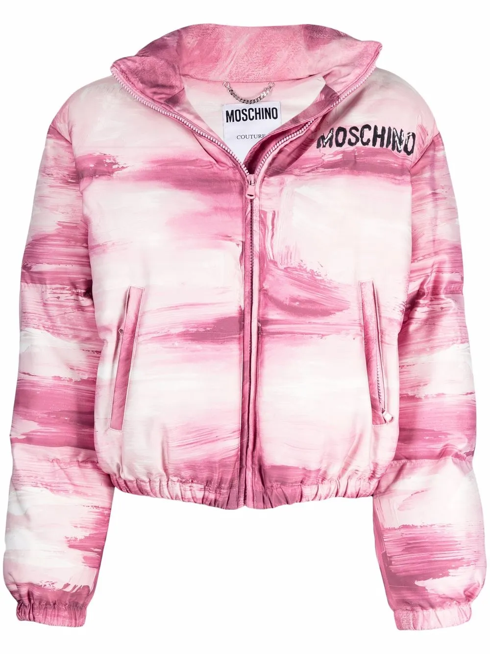 

Пуховик с принтом Moschino, розовый