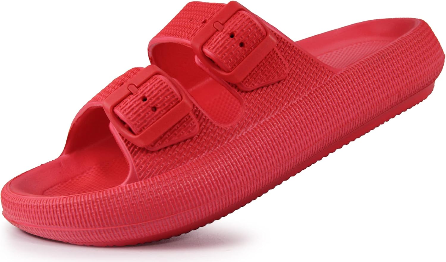 

Сандалии Weweya для женщин и мужчин - Тапочки-подушки - Слайдеры с двойной пряжкой и регулируемой застежкой - Плоские сандалии из ЭВА, красный