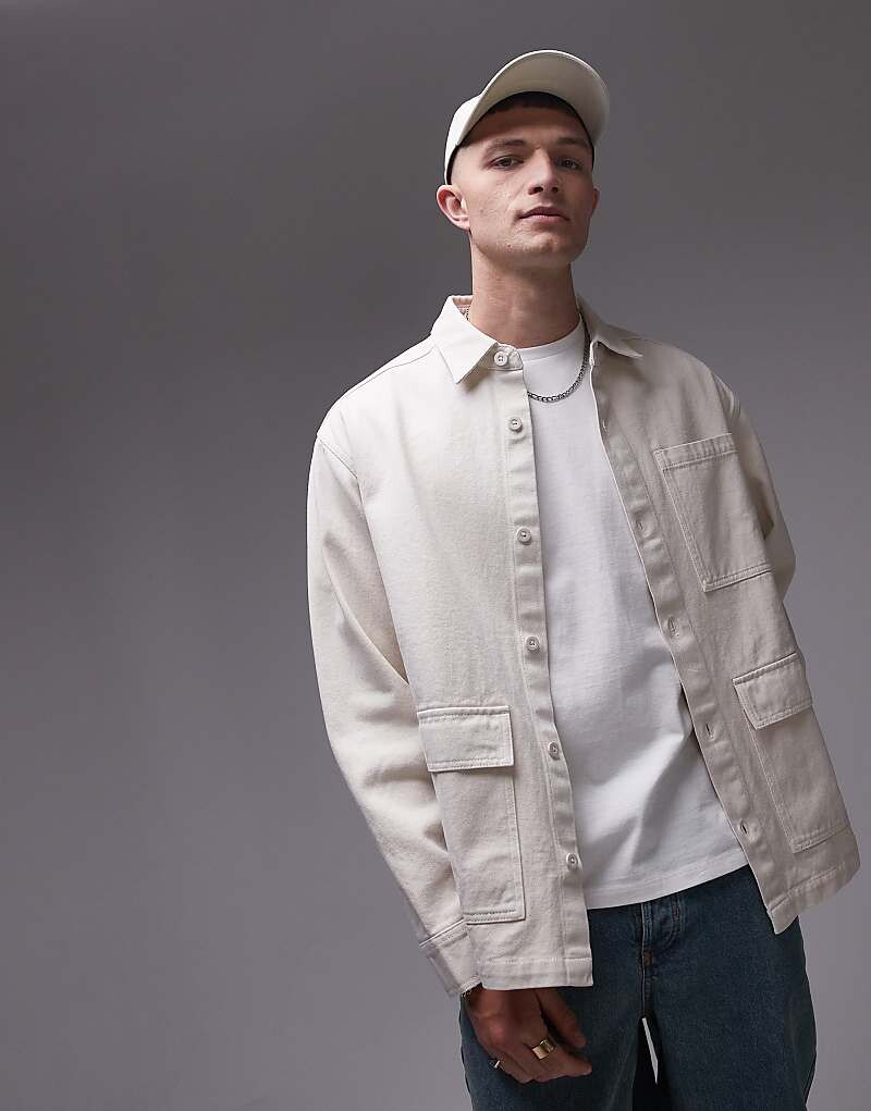 

Topman – кремовая рубашка с длинными рукавами
