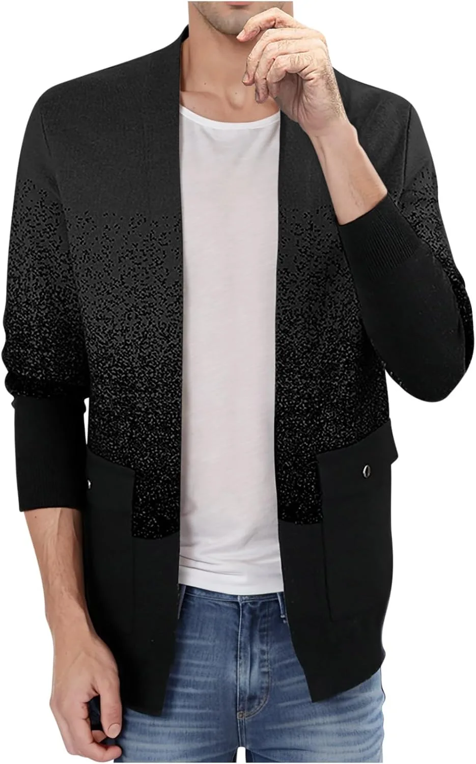 

Кардиган для мужчин V-образным вырезом с карманами AQAYL