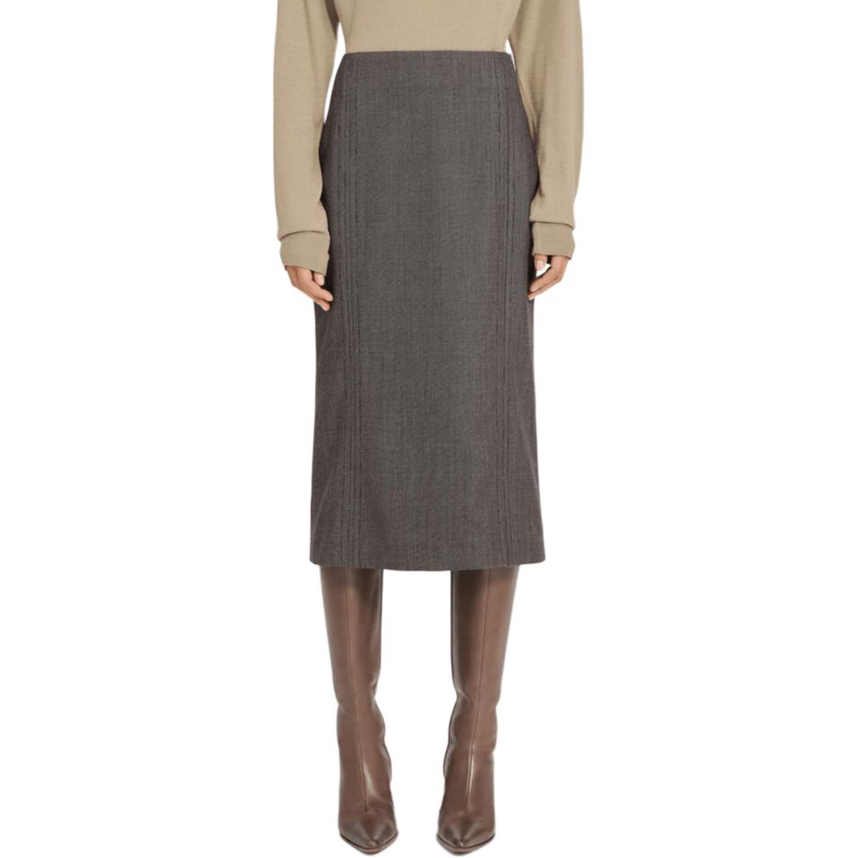 

Юбка миди с разрезом сзади MM6 Maison Margiela, коричневый бежевый