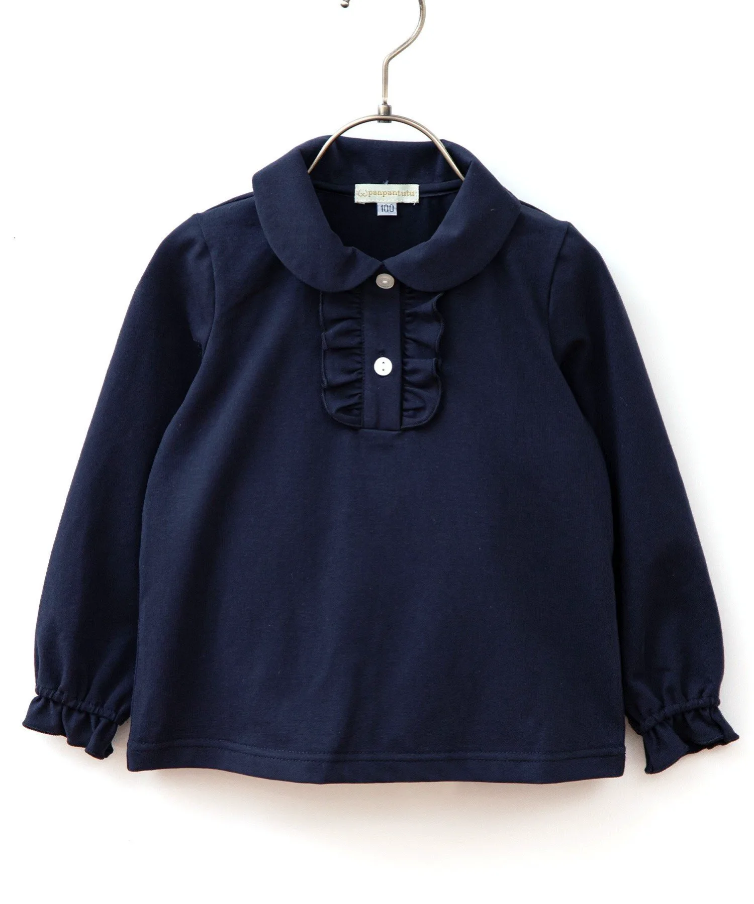 Классическая блузка с оборками Panpantutu, цвет Navy — фото 3