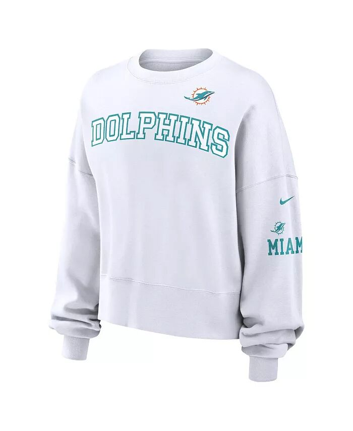 Женская белая укороченная толстовка Miami Dolphins с длинным рукавом Nike — фото 3