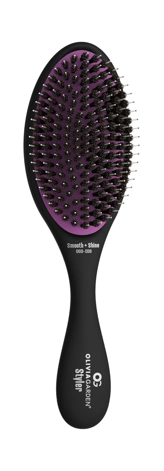 Щетка для волос Olivia Garden OG Brush Styler с щетиной из кабана и нейлона, для влажных и сухих волос, подходит для всех типов, Jet Black