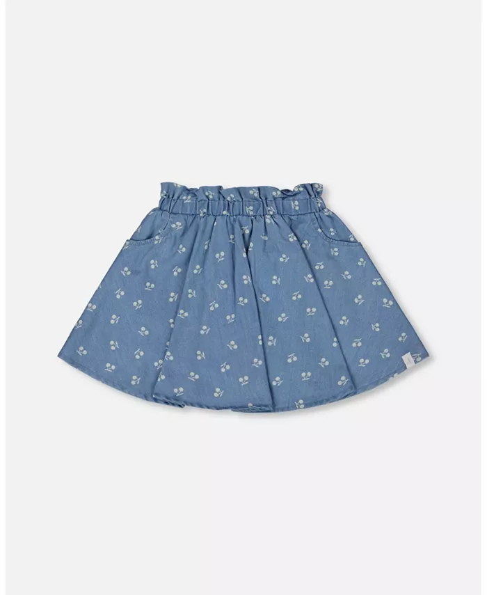

Юбка-шорты Big Girls Printed Chambray в сине-белую вишню Deux par Deux, синий