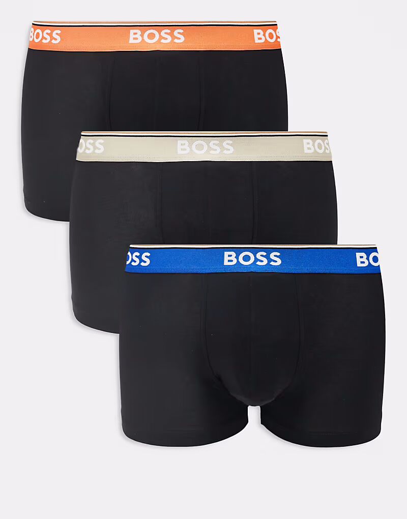 

Комплект из 3-х трусов-боксеров Boss Bodywear Power черного цвета с контрастными поясами BOSS Orange
