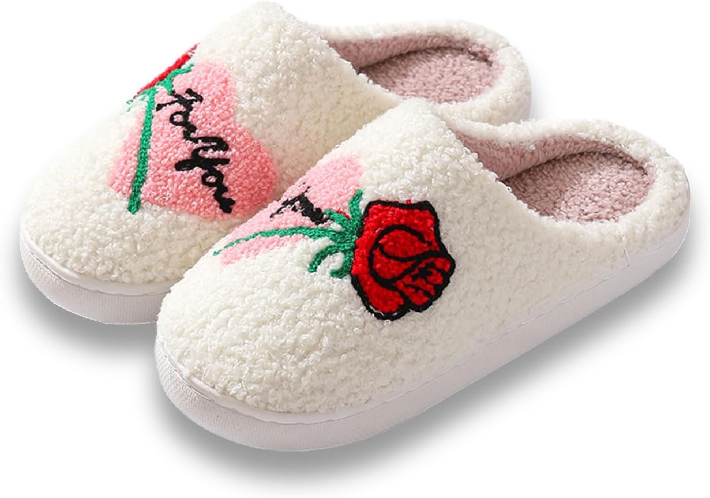 

Тапочки Titype Valentine для женщин и мужчин с сердечками, пушистые домашние тапочки, теплые зимние тапочки для дома, для улицы и помещений, Rose