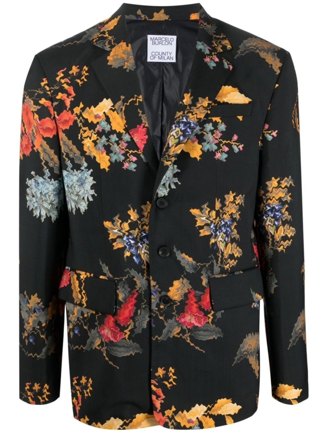 

Однобортный пиджак с цветочным принтом Marcelo Burlon County of Milan, черный