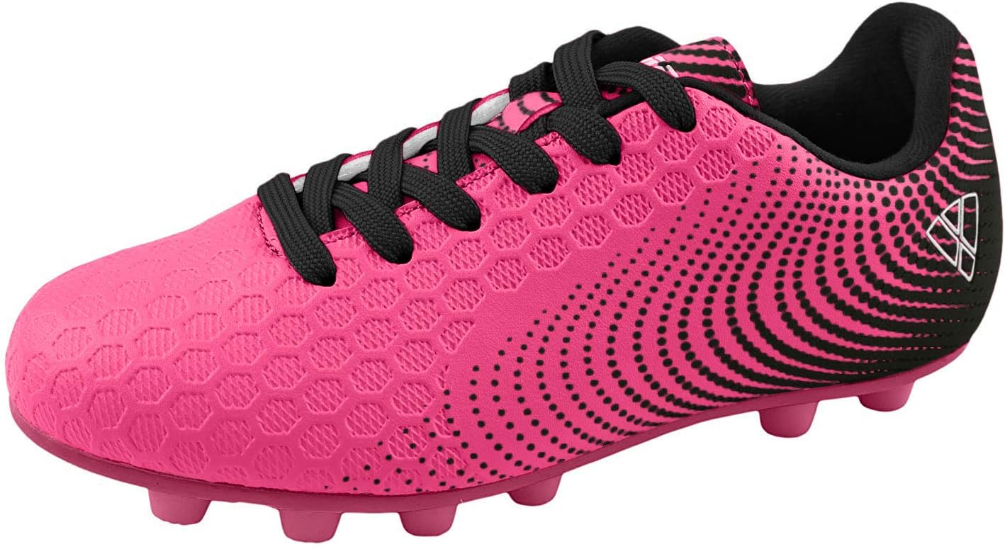 

Футбольные бутсы Vizari Stealth Firm Ground - легкие, прочные, удобные для детей и подростков - отличное сцепление, амортизированная пятка, подкладка, не растягивающаяся - идеально для мальчиков и девочек, черный/розовый