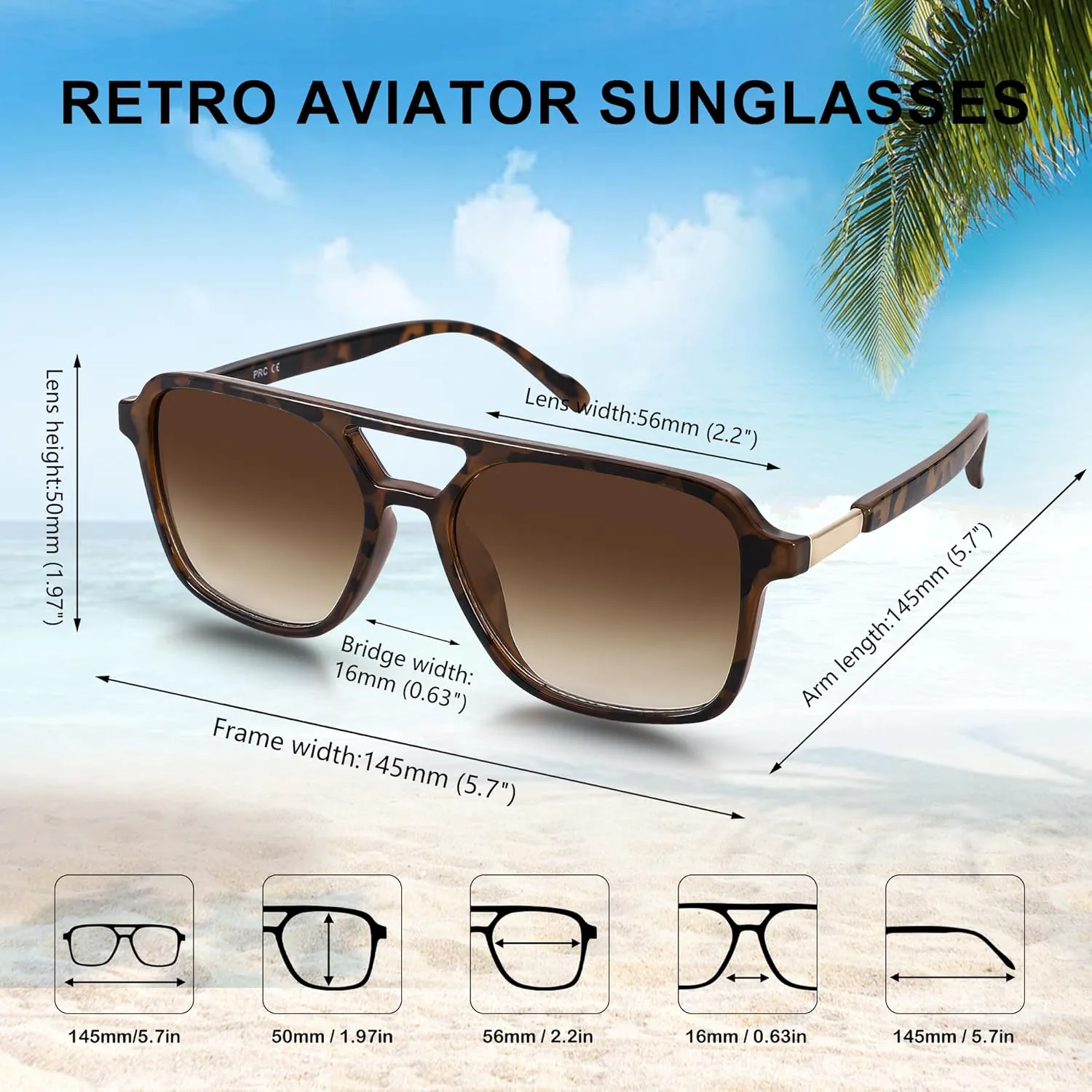 

Ретро-солнцезащитные очки-авиаторы для женщин и мужчин - модные, стильные квадратные солнцезащитные очки для женщин и мужчин GLARDEFE, C1 Tortoise/Gradient Brown