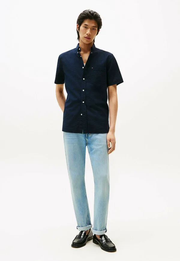 Рубашка с коротким рукавом из жатой ткани стандартного кроя Tommy Hilfiger, Navy Blue — фото 2