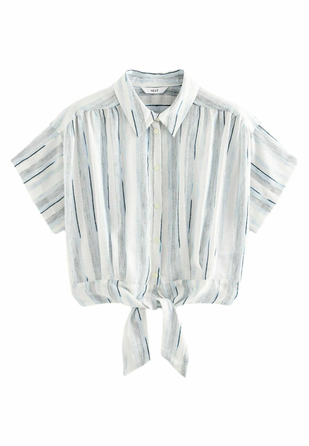 

REGULAR FIT Stripe Short Sleeve Cropped Next, Блуза на пуговицах сине-белый
