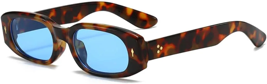 

Модные маленькие прямоугольные солнцезащитные очки для женщин в стиле ретро с защитой от УФ-излучения UV400, для мужчин в стиле панк с заклепками VFDHN, 8123-c2