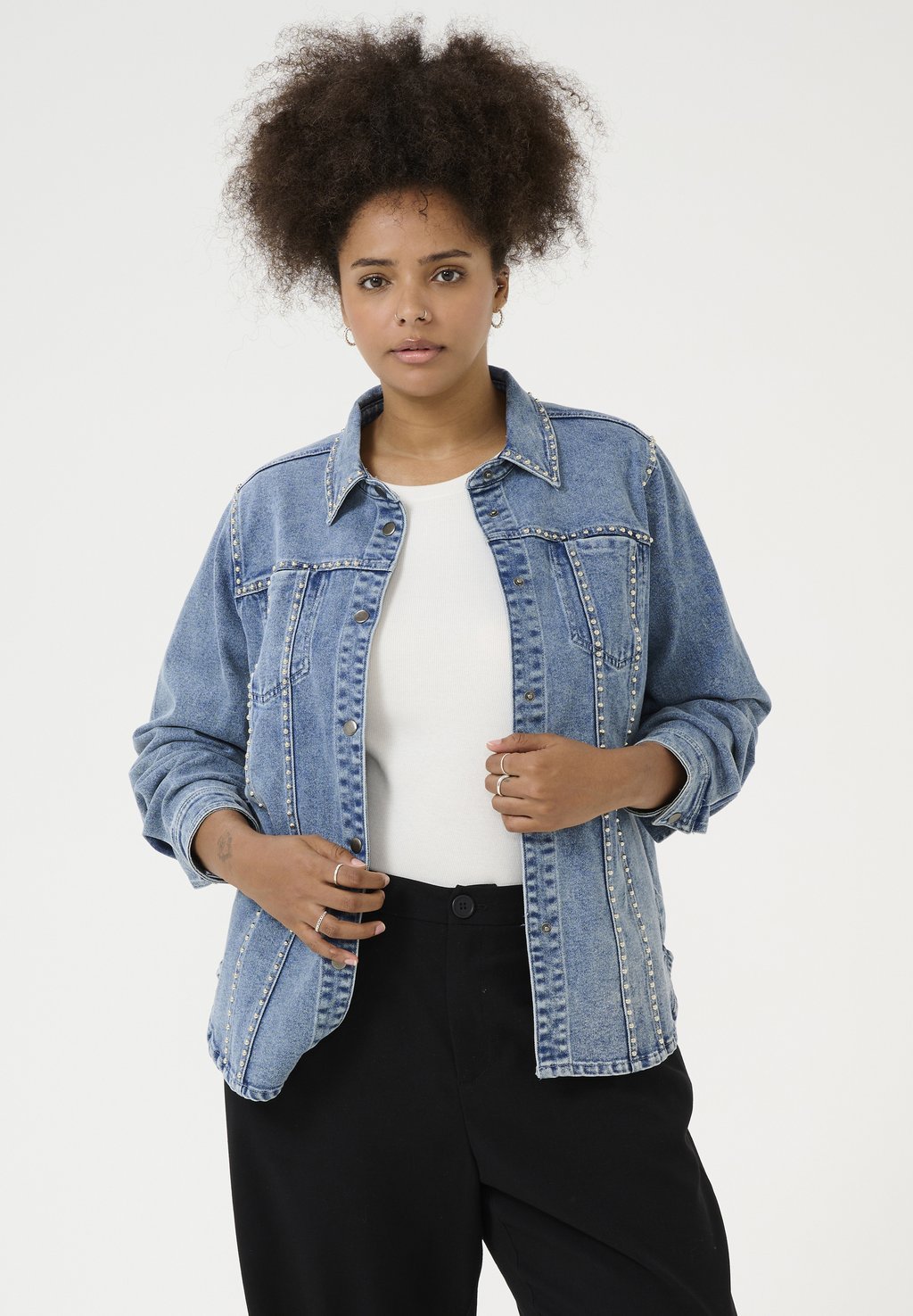 

Джинсовая куртка Kaffe Curve, цвет Washed Blue Denim