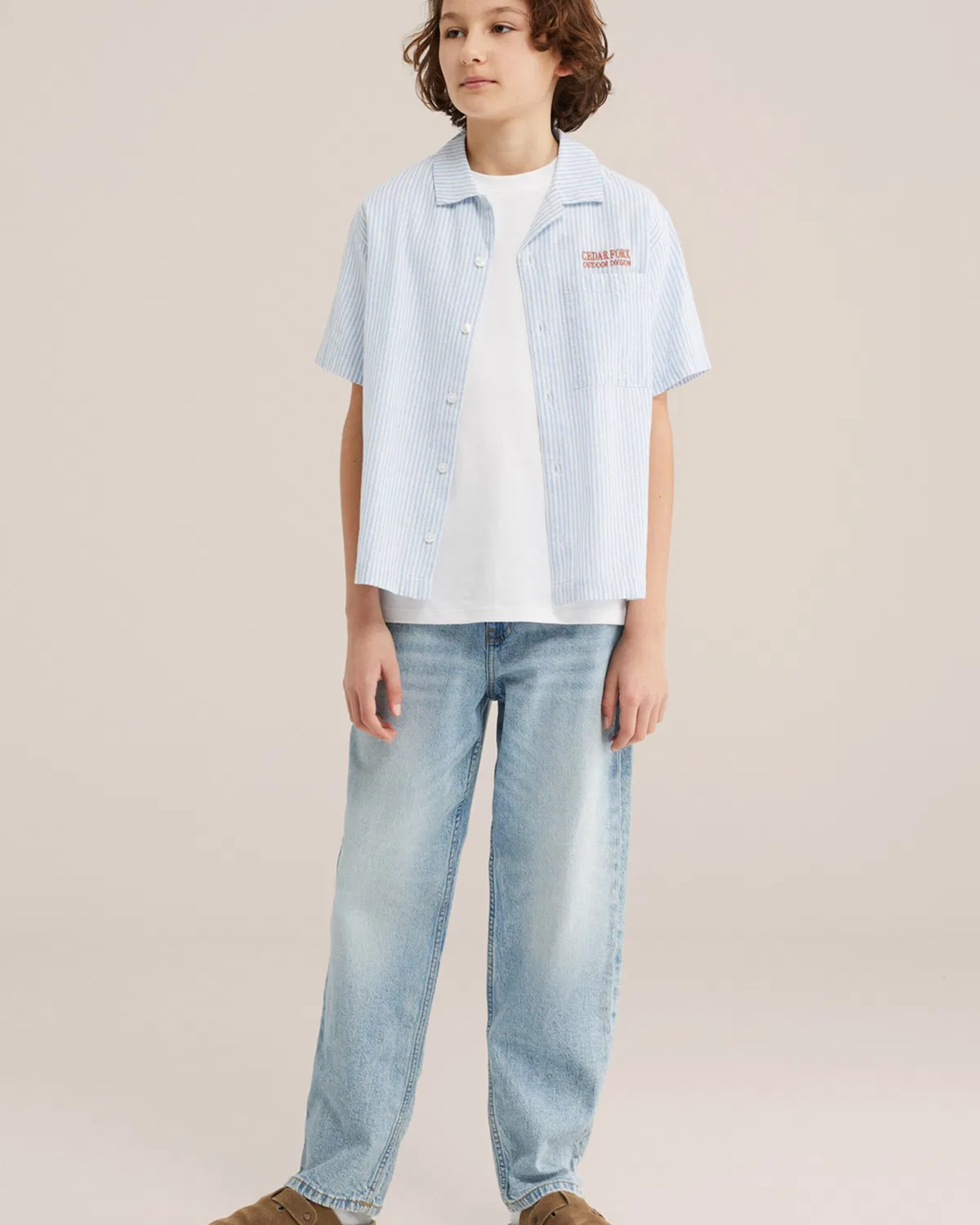 Рубашка на пуговицах стандартного кроя We Fashion, Pastel Blue/Light Blue — фото 4