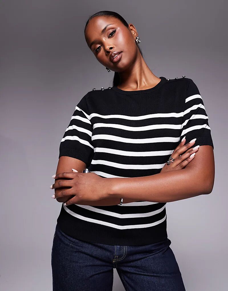 

Трикотажная футболка River Island с круглым вырезом в полоску