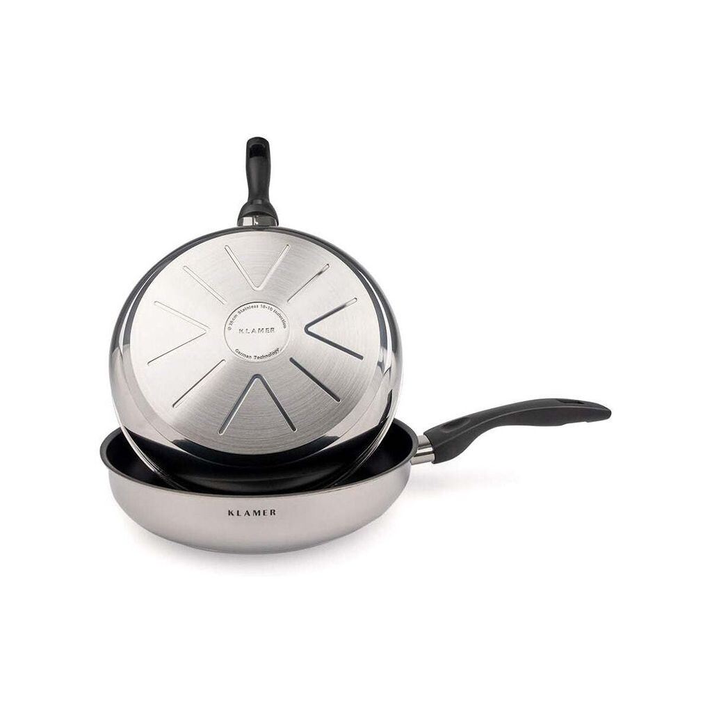 

Сковорода KLAMER 28см, индукционная сковорода с антипригарным покрытием, премиальное покрытие, качественная профессиональная универсальная сковорода