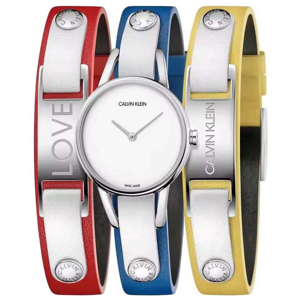 

Calvin Klein Наручные часы Quartz Movement, ремешок из натуральной кожи, белый циферблат 32 мм, женские часы