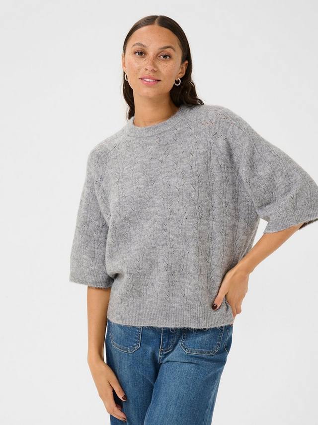 

Джемпер tella pointelle с коротким рукавом KAFFE, цвет Grey Melange