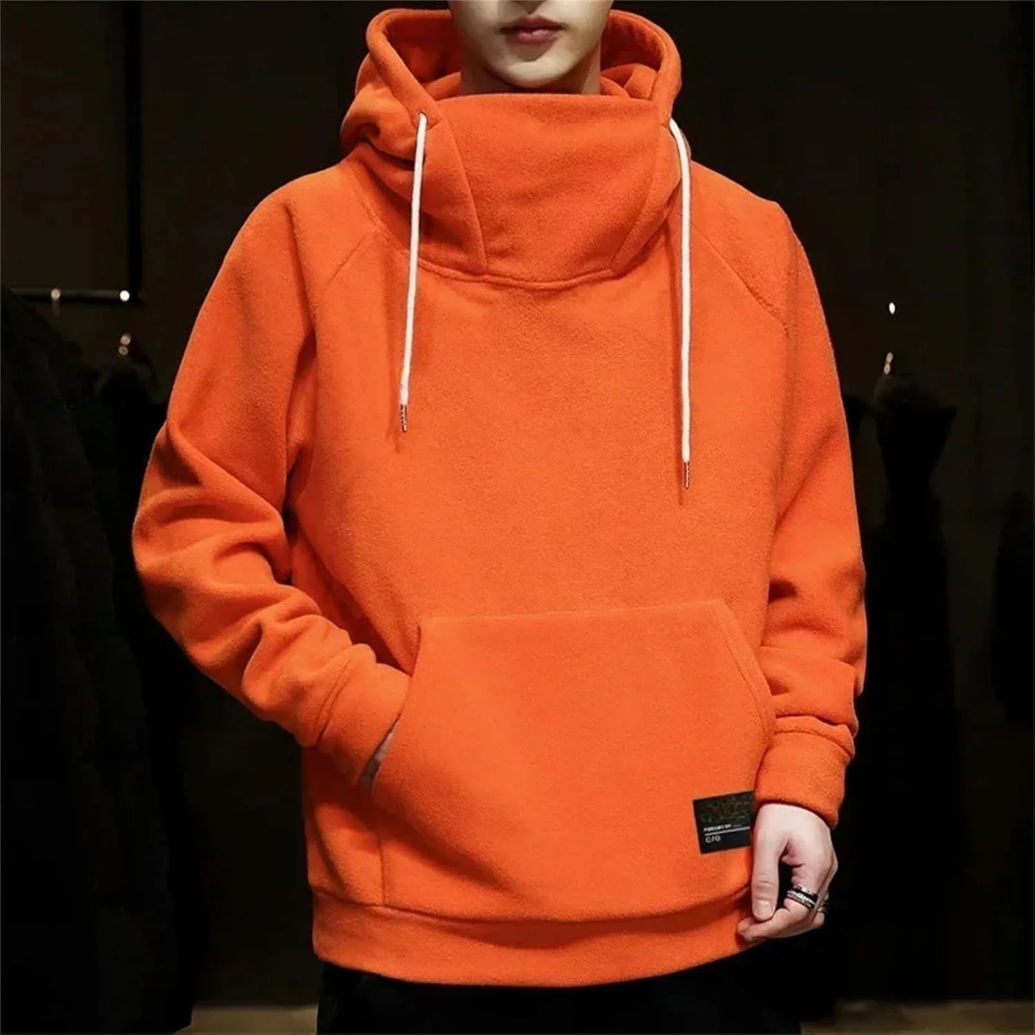 Мужской толстый Polar Fleece свитшот с капюшоном Windproof Oversized — фото 2