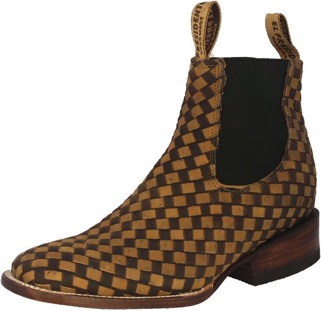 

Мужские ботинки Chelsea El Presidente Mens Honey Brown из плетеной кожи в ковбойском западном стиле