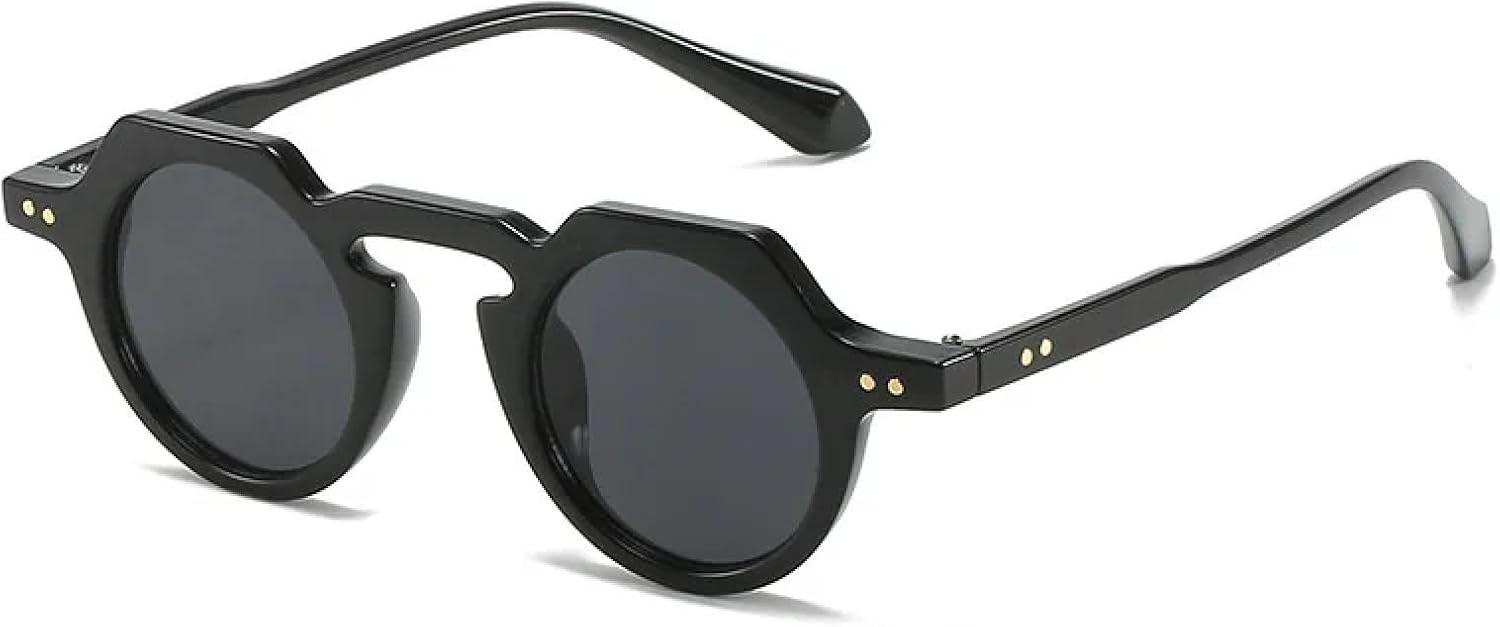 

Классические панк-солнцезащитные очки круглой формы для мужчин, модные солнцезащитные очки для женщин с заклепками, спортивные очки для женщин с защитой от УФ-излучения UV400 SZVVBKK, Black-black