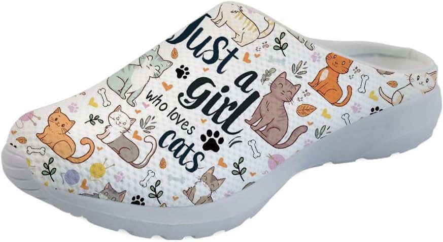 

Женские мюли-кроссовки Forchrinse Tropical Hibiscus Palm с сеткой, легкие и дышащие, для прогулок, Cute Cat Floral