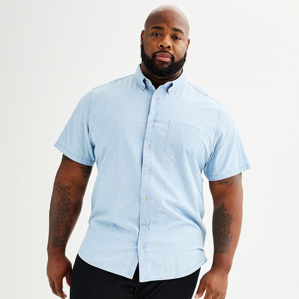 

Рубашка на пуговицах Big & Tall Sonoma Goods For Life идеальной длины, цвет Light Wash