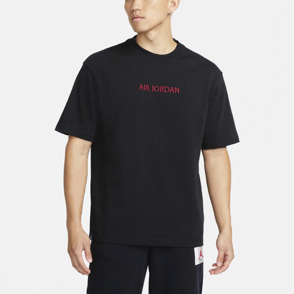 Футболка Air Jordan Casual Solid Color Printing Round Neck Pullover Short Sleeve Black, черный — фото 4