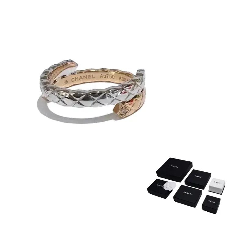 

18-каратное золотое кольцо унисекс бежевое CHANEL, серебряный